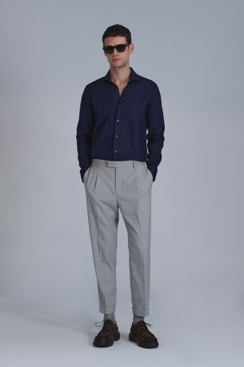 Wonder Erkek Basic Gömlek Comfort Fit Lacivert - Lufian (1)