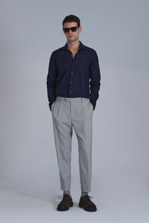 Wonder Erkek Basic Gömlek Comfort Fit Lacivert - Lufian (1)