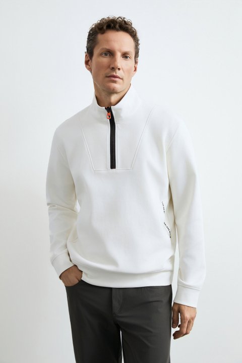 Wyatt Erkek Sweatshirt Kırık Beyaz - LUFIAN