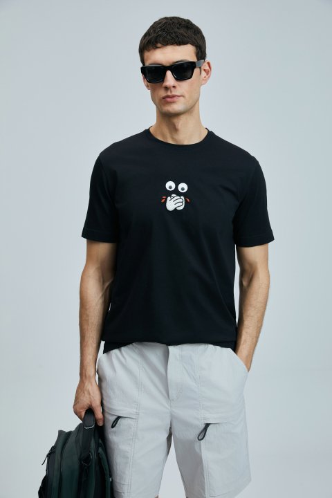 Zany Modern Grafik T- Shirt Siyah - Lufian (1)