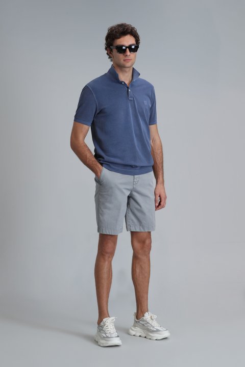 Zegler Spor Erkek Chino Şort Slim Fit Gri - Lufian