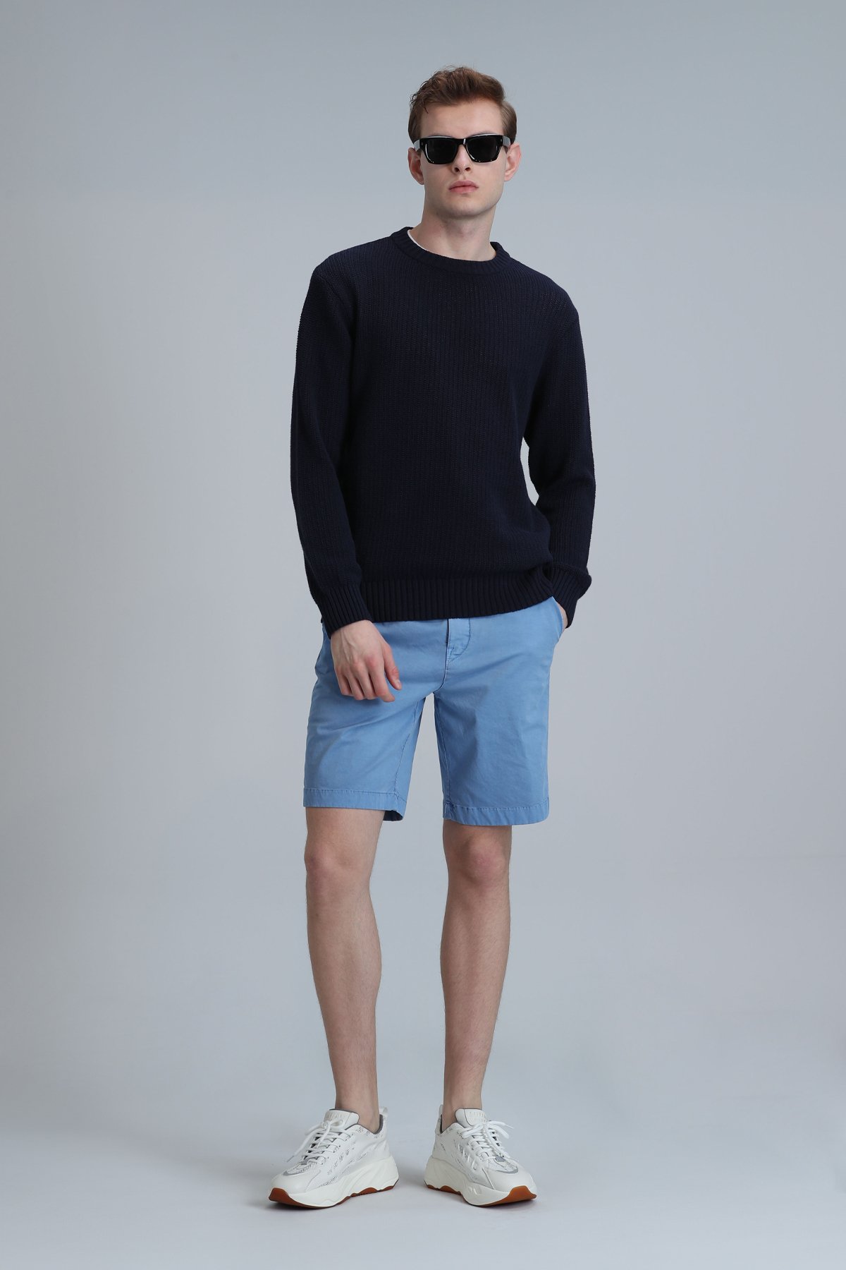 Zegler Spor Erkek Chino Şort Slim Fit Mavi - Lufian