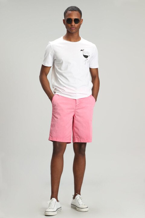 Zegler Sports Mens Chino Shorts Slım Fıt Pınk - Lufian