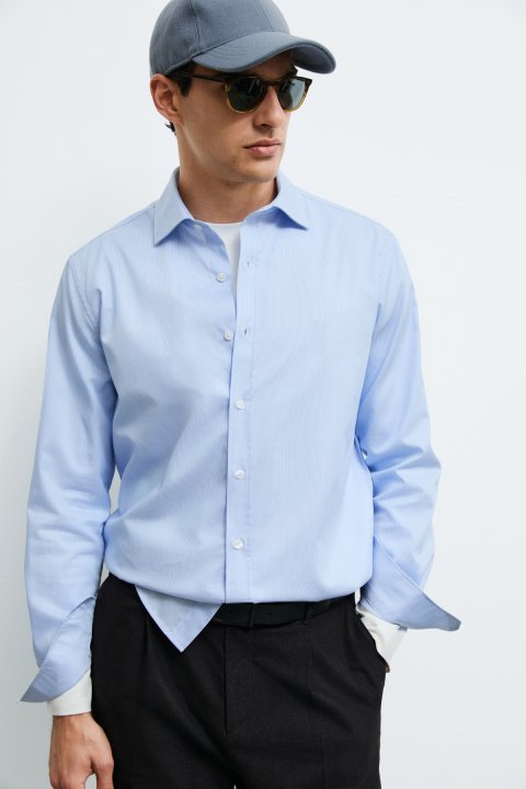 Danıel Men Basic Shirt Regular Fıt Lıght Blue - LUFIAN