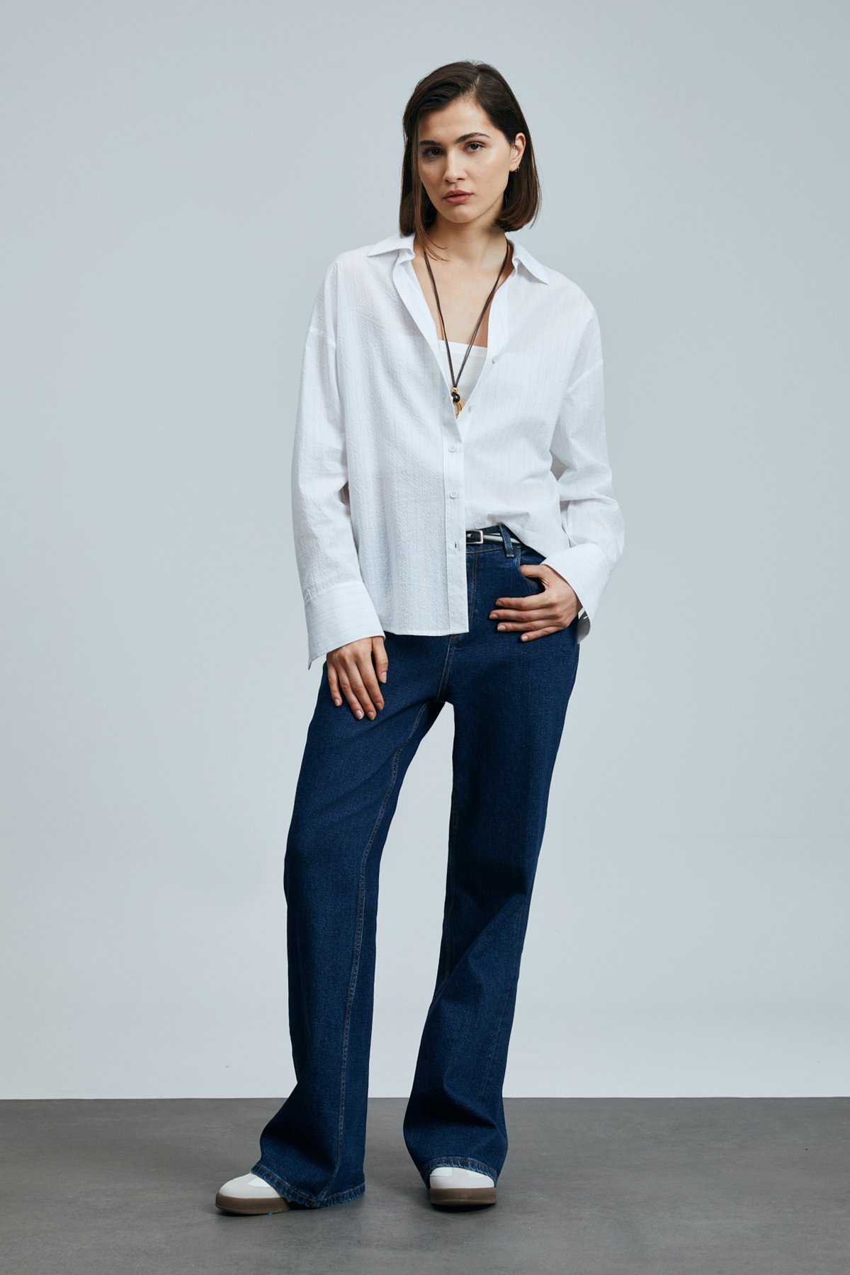 Zeus Kadın Pamuklu Gömlek Beyaz - Lufian